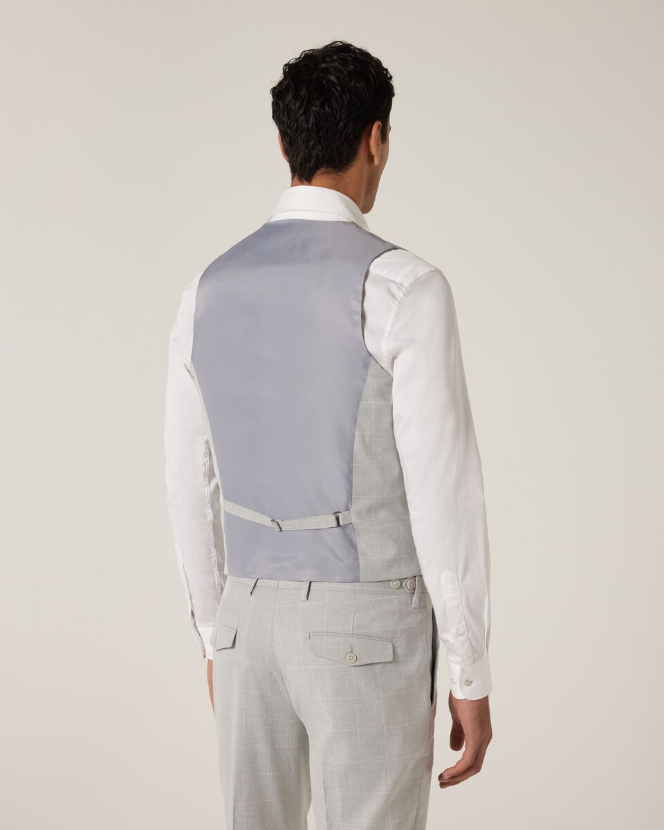5 Button Windowpane Check Vest, Grey Check, hi-res